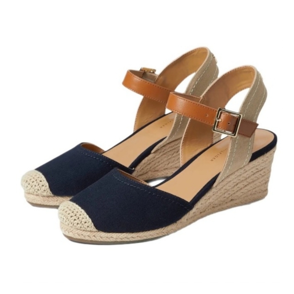 Tommy Hilfiger Blue and Tan Espadrille Wedges